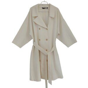 G By Giuliana Women's Cream Double-Breasted Trench Coat With Belt Size 3XP